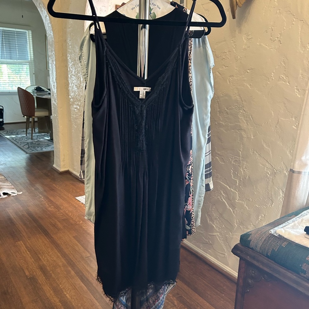 Black Lace Trim Slip Dress